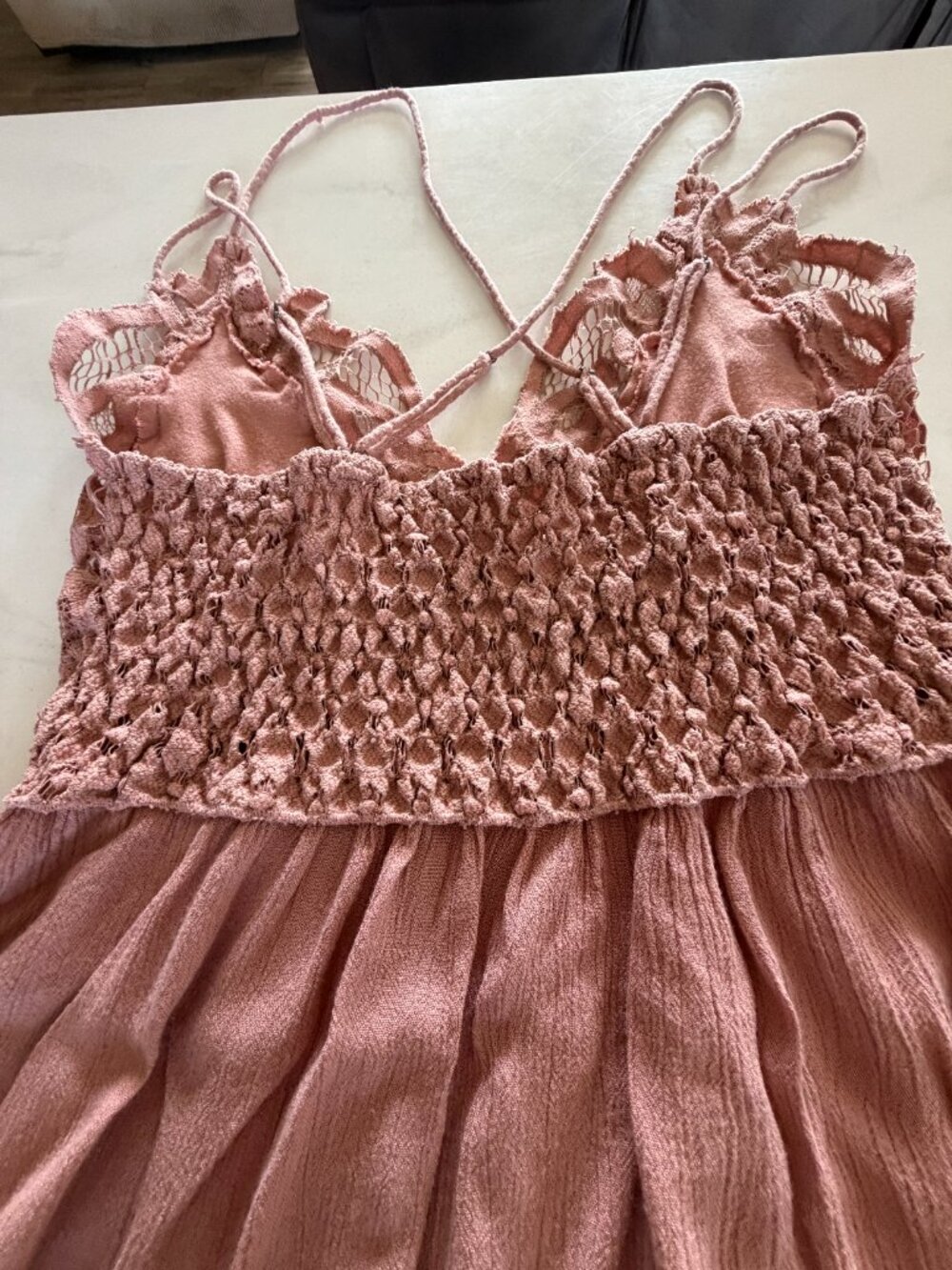Free People Adella Slip Dress Mauve Pink Lace Boho Mini Dress Size M - Picture 12 of 16